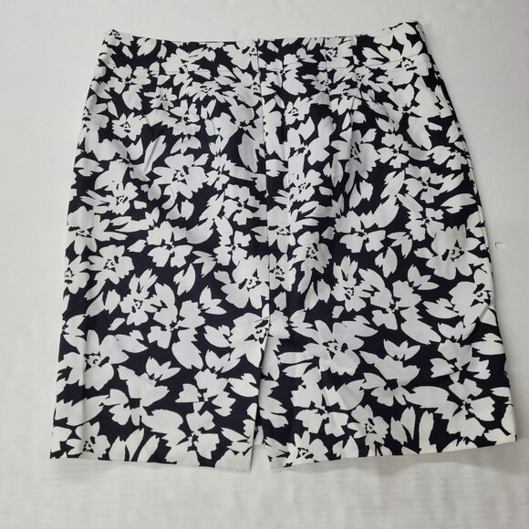 Loft‎ Skirt Women14 Black White Floral Lined Pencil Back Slit Skirt Office - Picture 3 of 11